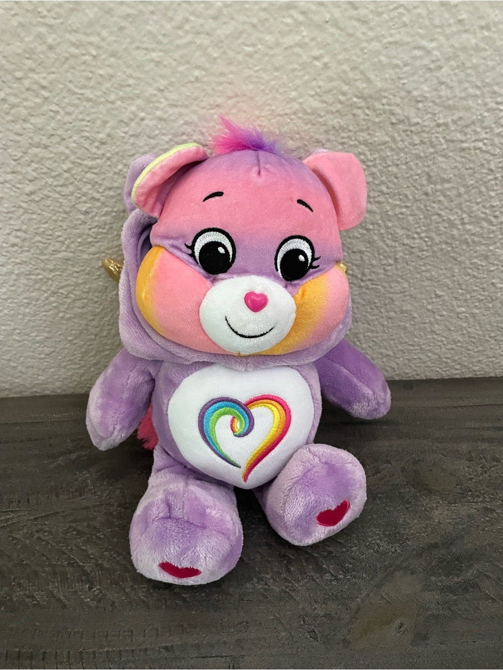 Care Bears Purple Plush with Rainbow Heart Chest Emblem